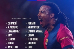 巴萨对阵国米大名单：亚马尔、拉菲尼亚在列，莱万、巴尔德缺席